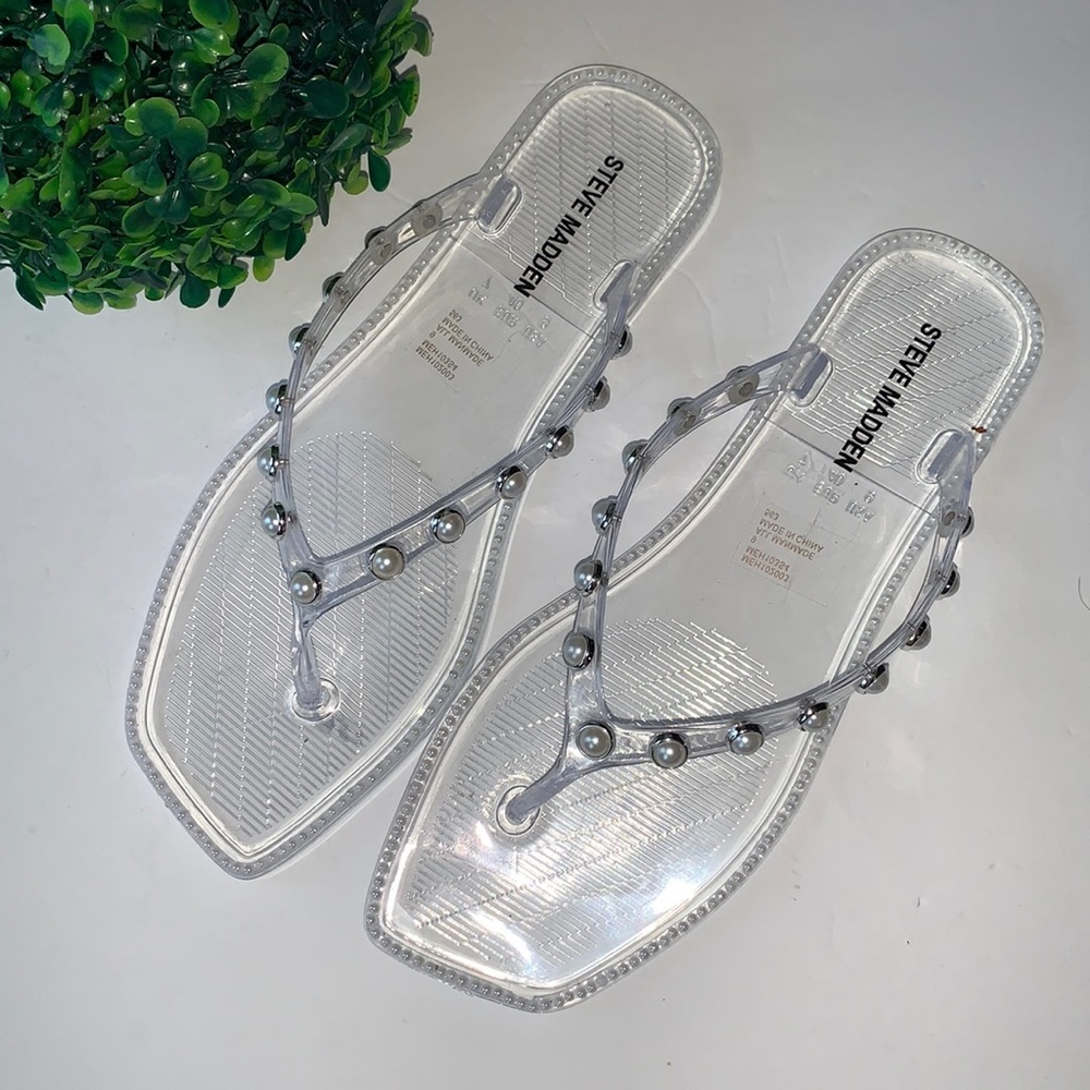 NWOT Steve Madden MEH102003 Clear‎ Flat Sandal  9